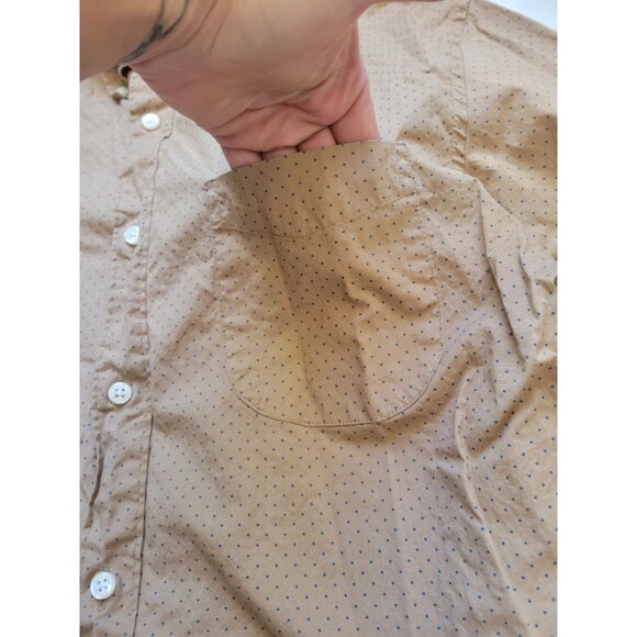 J. Crew Light Brown with Polka Dot Collared Long Sleeve Button Down Shirt Size M - Picture 4 of 10